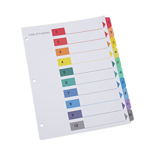 Universal® 24804 Table of Contents Dividers, Assorted Color 10-Tab, 1 ...