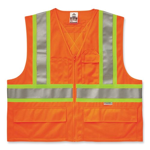 Ergodyne GloWear 8235ZX Class 2 Two-Tone X-Back Vest, Polyester,  4X-Large/5X-Large, Orange (EGO26189)