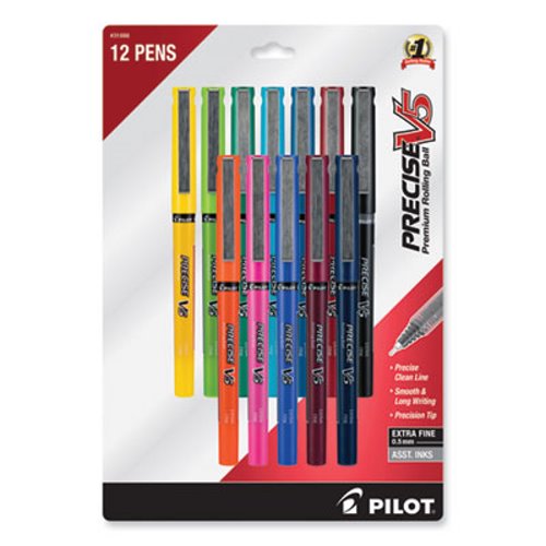 Pilot - Precise V5 Roller Ball Stick Pen, Needle Pt, Black Ink, 0.5mm Extra  Fine - Dozen