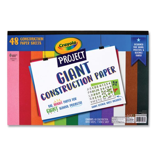 Crayola Project Giant Construction Paper, 18 x 12, Assorted Colors, 48 ...