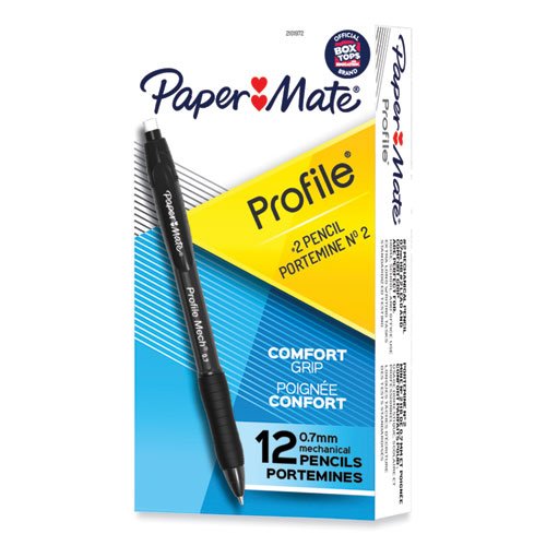 Paper Mate Gel Pen, Profile Retractable Pen, 1.0mm, Black, 12