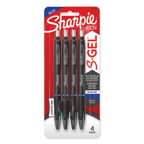 Sharpie S-Gel S-Gel Retractable Gel Pen, Bold 1 mm, Blue Ink, Black