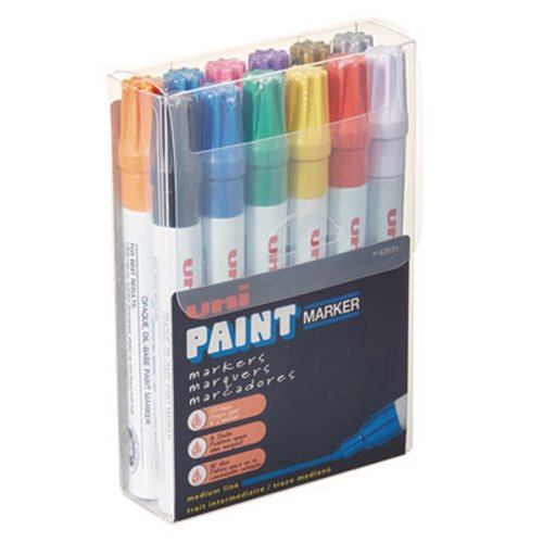 Sharpie Set of 6 Fine Point Oil Based Paint Markers. Silver Gold White Red  Black Blue