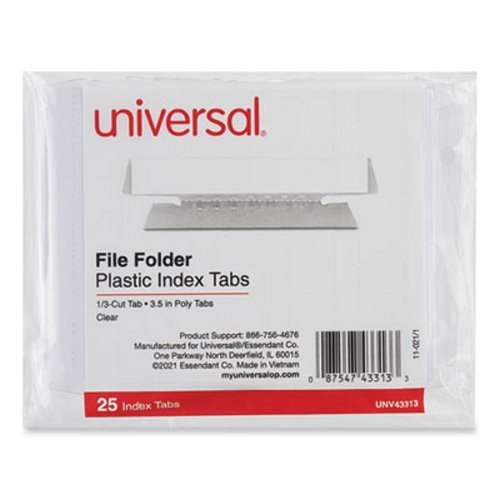 Universal® 43313 Hanging File Folder Plastic Index Tabs 13 Tab 3 12