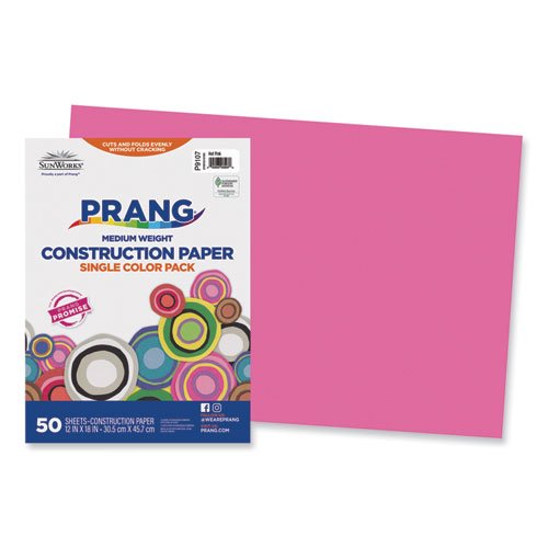 SunWorks Construction Paper, 58lb, 12 x 18, Pink, 50/Pack