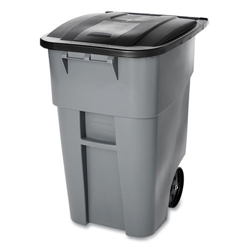 Rubbermaid 9W27 Brute 50 Gallon Rollout Trash Can With Lid, Gray  (RCP9W27GY) 696551133177