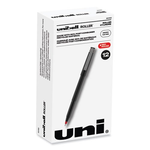 Uni-Ball 60025 Deluxe Roller Ball Waterproof Pen, Black, Micro, Dozen