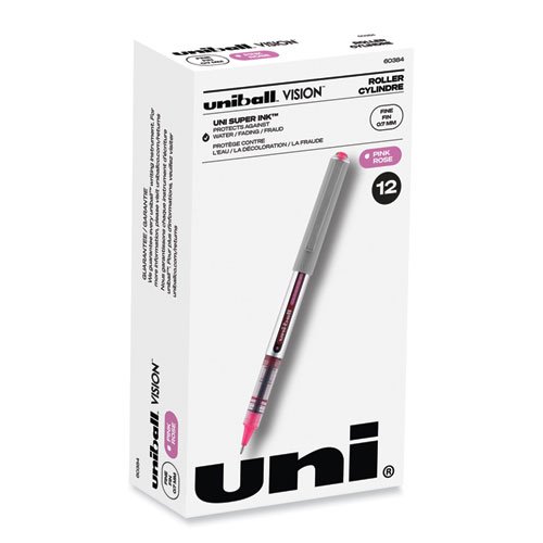 Uni-Ball Vision Roller Ball Stick Waterproof Pen Passion Pink Ink Fine Dozen