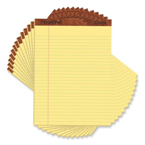 Tops® Legal Pads, Legal Ruled, Letter, Canary, 12 Pads TOP7532
