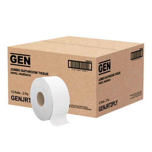 GEN Jumbo Jr. 2-Ply Toilet Paper Rolls, 12 Rolls (GENULTRA9B)
