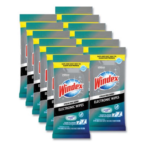 Windex® Electronics Cleaner, 25 Wipes, 12 Packs Per Carton (SJN319248)