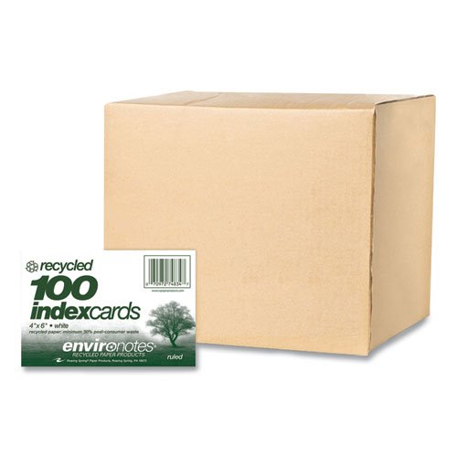 Roaring Spring Environotes Recycled Index Cards, Narrow Ruled, 4 x 6, White, 100 Cards, 36/Carton (Roa74834Cs)