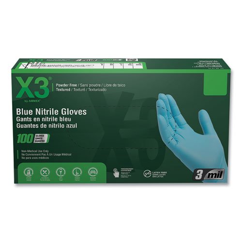 Ammex® Gloveworks Industrial Grade Disposable Nitrile Gloves, Powder-Free,  Blue, Large, 100/Box