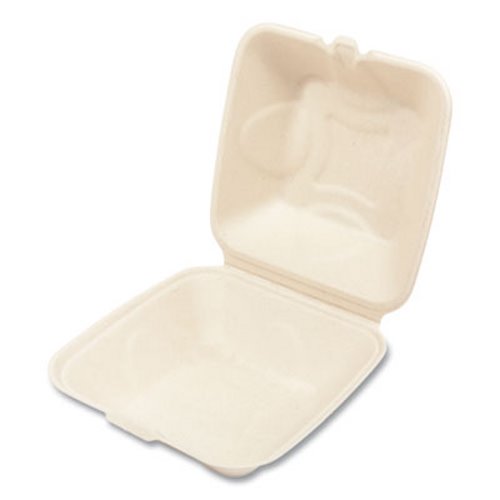 Boardwalk 6 in. x 6 in. x 3.19 in. White Bagasse Food Containers