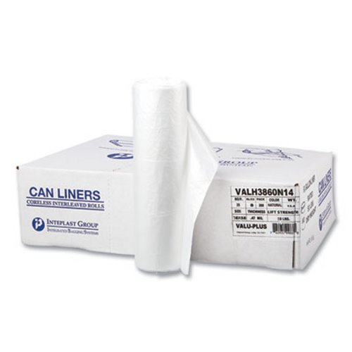 Ultra Plus Can Liners, 60 gal, 14 microns, 38 x 60, Natural, 200/Carton