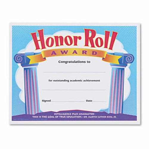 Trend Honor Roll Award Certificates 8 12 X 11 30pack Tept2959