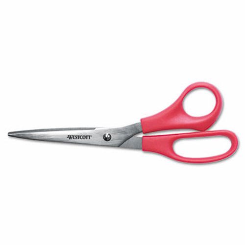 Westcott All-Purpose Value Stainless Steel Scissors, 8, Bent, Red