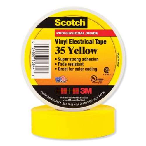 Scotch 35 Vinyl Electrical Color Coding Tape, 3/4 x 66ft, White