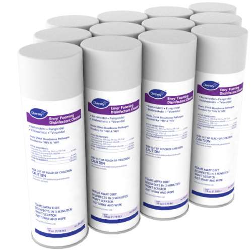 Envy Disinfectant Foaming Cleaner, 19 oz, Lemon, 12 Aerosol Cans (DVO04531)