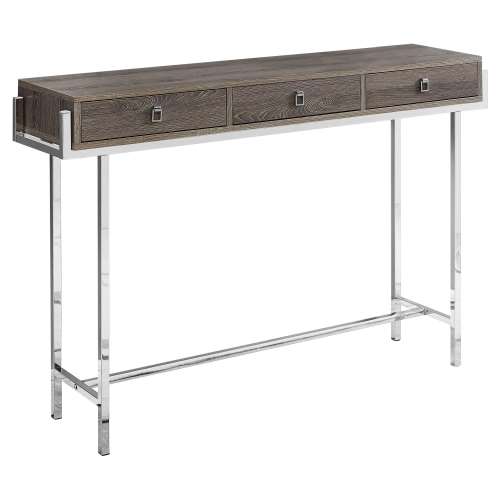 Monarch Specialties Accent Table 48 L/Dark Taupe/Chrome Metal Brown