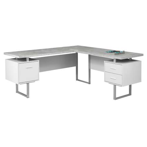 white cement desk