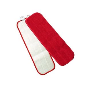 Knuckle Buster Red Microfiber Flat Mop Pad, 18", 12 Mop Pads (MFFM18RD)