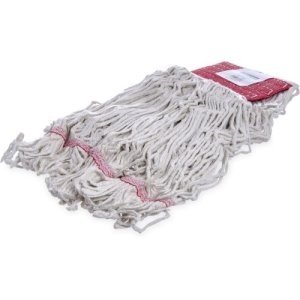 Carlisle Flo-Pac Large Looped-End Mop w/ Red Band, White, 12/Case (369552B00)