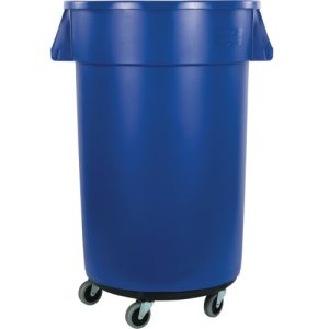 Carlisle Bronco Round Waste Container, Dolly, 44 Gallon, Blue, 3/Case (34114414)