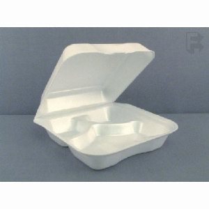 PCT 3-Compartment Foam Hinged Lid Containers, White - 150 Per Carton, 150 -  Kroger