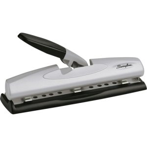 Master 30-Sheet Three-Hole Punch, Padded Handle, 9/32 Holes, Black