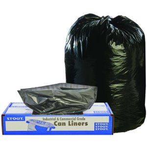 Earthsense Recycled Star Bottom Trash Bags, 55-60 gal, Black, 100