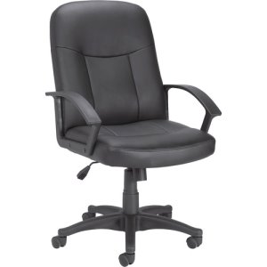 Lorell® Executive Mid-Back Chair,26-1/4"x27-1/2"x38-1/2-42",Lthr,BK (LLR84869)