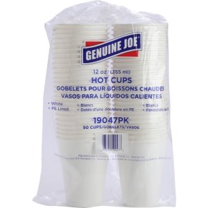 12 oz Hot Paper Cups Plain White, 1000 ct