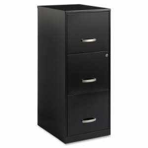 Lorell 3-Drawer File Cabinet, Steel, 14-1/4"w x 35-1/2"h, Black (LLR18573)