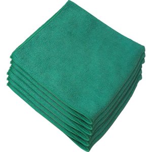 Genuine Joe General Purpose Microfiber Cloth, Green, 12 Cloths (GJO39505)