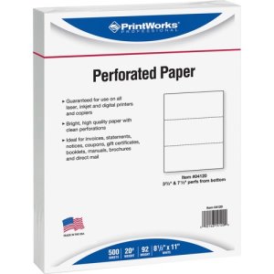 Custom Cut-Sheet Copy Paper, 92 Bright, Micro-Perforated 3.5 From Bottom,  24 Lb, 8.5 X
