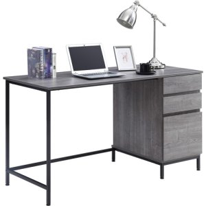 Lorell Desk, 3 Drawers, Steel Legs, 55"X23-5/8"X30", Charcoal (LLR97616)