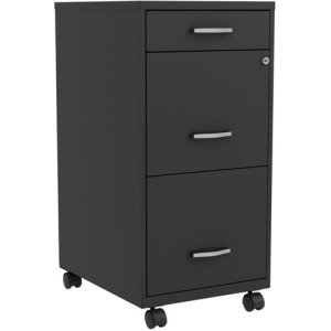 Lorell Three-Drawer File Organize Cabinet, 14-1/4"w x 26-1/2"h, Black (LLR00060)