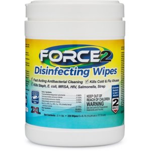 2XL FORCE2 Disinfecting Wipes, 6 x 6.75, Hospital Grade, 220/Canister (TXL407)