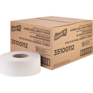 Genuine Joe Bath Tissue Roll,Jumbo,2-Ply,3.3"x1000',8.88"Dia,12/CT, WE (GJO35100112)