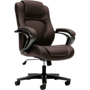 Basyx VL402 Series Executive High-Back Chair, Brown Vinyl (BSXVL402EN45)