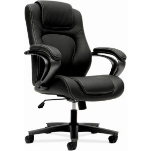 Basyx VL402 Series Executive High-Back Chair, Black Vinyl (BSXVL402EN11)