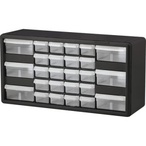 Akro-Mils Stackable Cabinet, 26 Drawers, Finger Grip, Black, 1 Each (AKM10126)