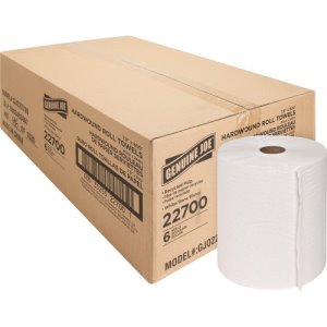 Genuine Joe Hardwound Roll Paper Towels, White, 6 Rolls (GJO22700)