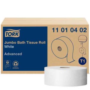 Tork Advanced Jumbo Roll Bath Tissue, 1-Ply, White, 6 Rolls (TRK11010402)