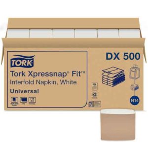 Tork Xpressnap Fit Interfold Dispenser Napkins, 1-Ply, 6.5 x 8.39, White, 240/Pack, 36 Packs/Carton (TRKDX500)