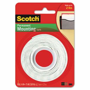 Scotch Foam Mounting Double-Sided Tape, 1/2 Wide x 75 Long (MMM110)