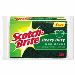 Scotch-Brite™ Heavy-Duty Scrub Sponge, Green/Yellow, 3 Sponges (MMMHD3)