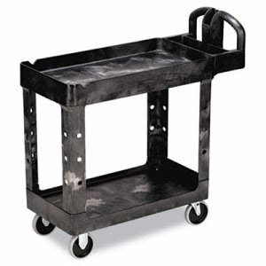 Rubbermaid 4500-88 Heavy-Duty Utility Cart, 2-Shelf, Black (RCP450088BK)