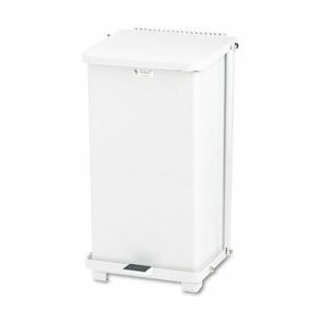 Rubbermaid Defenders Biohazard 6.5 Gallon Step Can, Steel, White (RCPST12EPLWH)